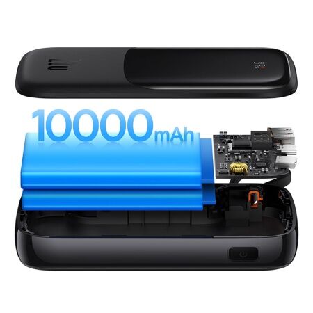 Портативный аккумулятор BASEUS Qpow Pro Digital Display Fast Charge 20W iP Edition, 3A, 10000 мА⋅ч, черный, с кабелем Ty - 7