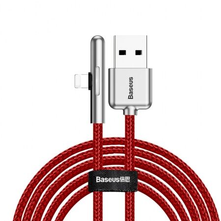 Кабель USB BASEUS Iridescent Lamp, USB - Lightning, 2.4А, 1 м, красный, игровой - 1