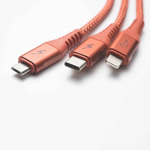 Кабель Solove 3 in 1 USB Lightning/Micro/Type-C 120cm DW1 RU (Red) - 5