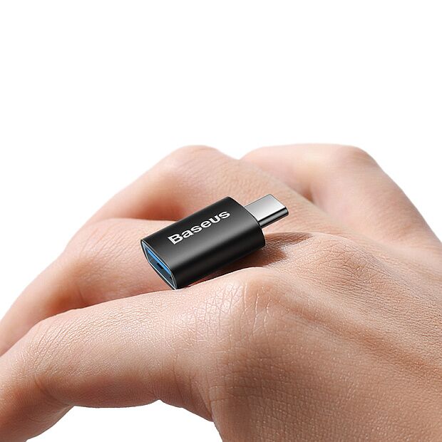 Переходник BASEUS Ingenuity Series Mini OTG, Type-C - USB-A 3.1 (черный) (ZJJQ000001) - 4
