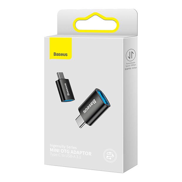 Переходник BASEUS Ingenuity Series Mini OTG, Type-C - USB-A 3.1 (черный) (ZJJQ000001) - 5