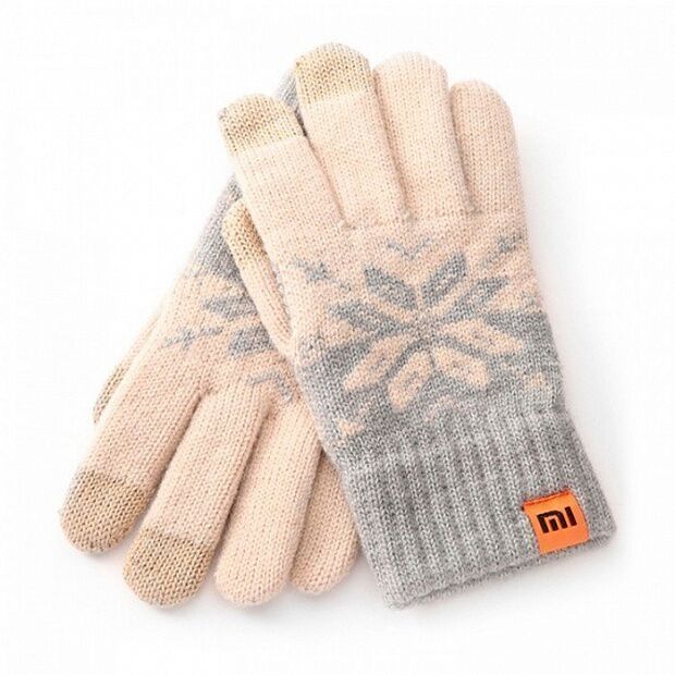 Зимние перчатки Xiaomi Mi Wool Screen Touch Gloves Woman/Женские для сенсорных экранов (Beige Gray) 