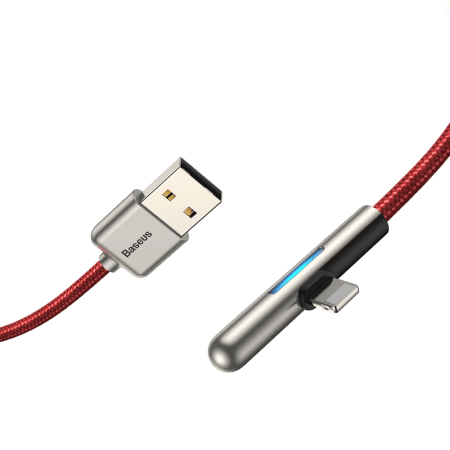 Кабель USB BASEUS Iridescent Lamp, USB - Lightning, 2.4А, 1 м, красный, игровой - 4